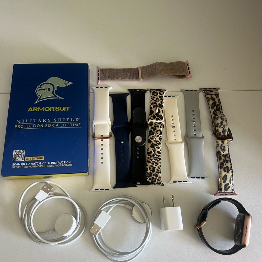 Gently used Apple Watch 4 - 44mm Rose Gold with accessories